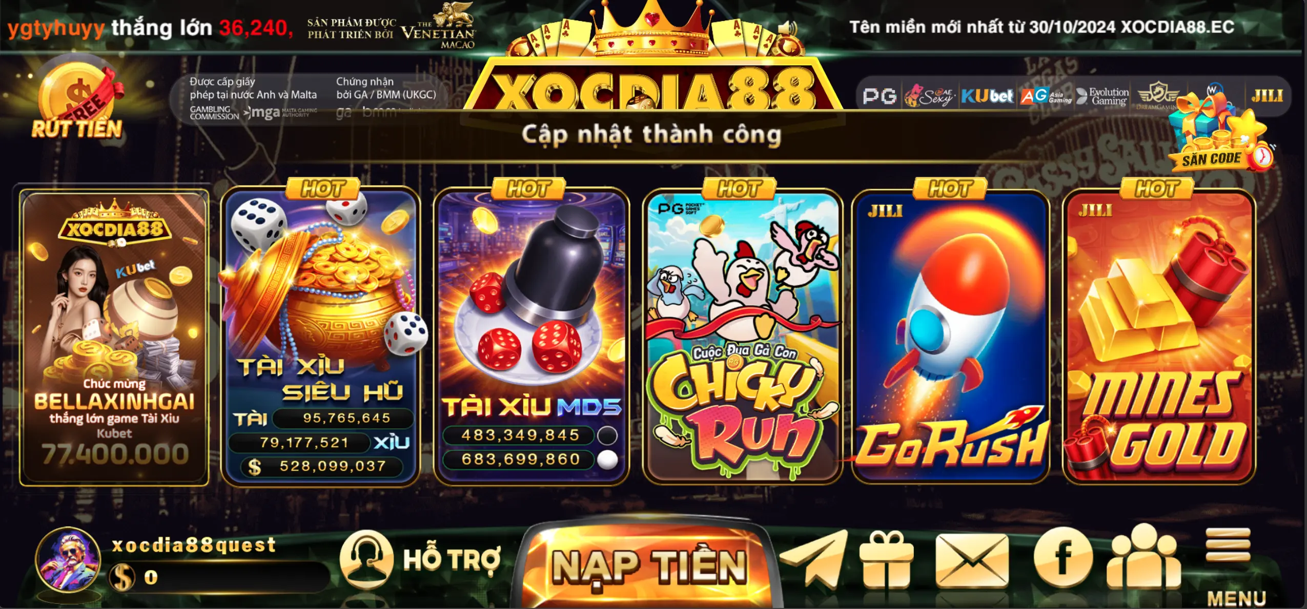 Giao diện Xóc Đĩa 88